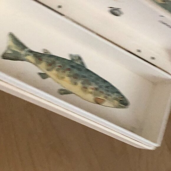 Vintage 1990 Catriona Stewart Golf Fishing Watercolor Painted Boxes - England - Picture 8 of 9